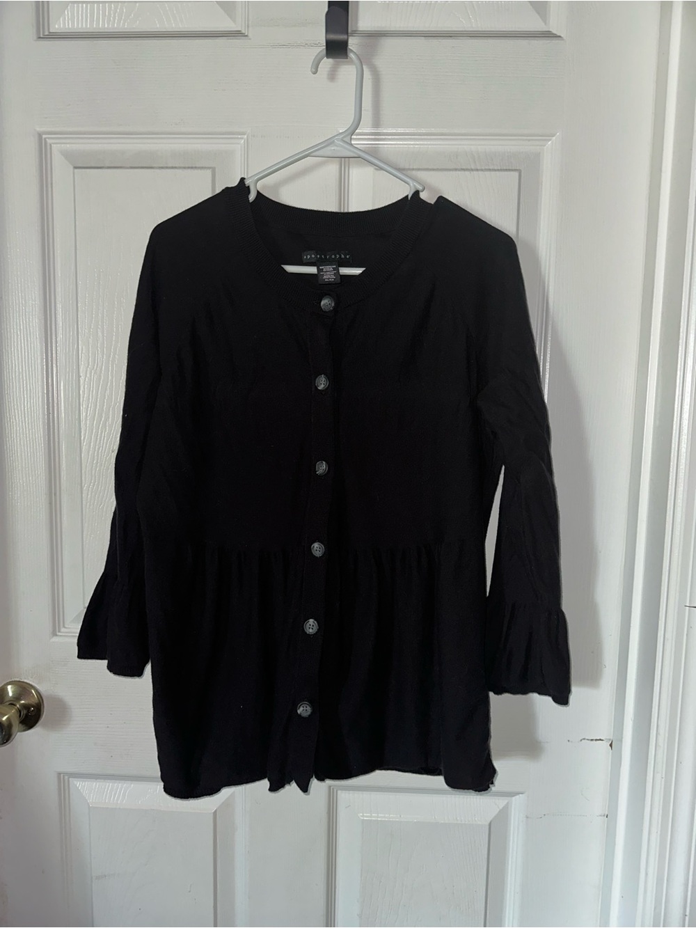 Apostrophe Black Button Up Light Sweater Size XL